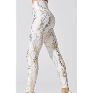Carbon 38 Gold metallic Snakeskin hi-rise leggings women's size Medium NEW